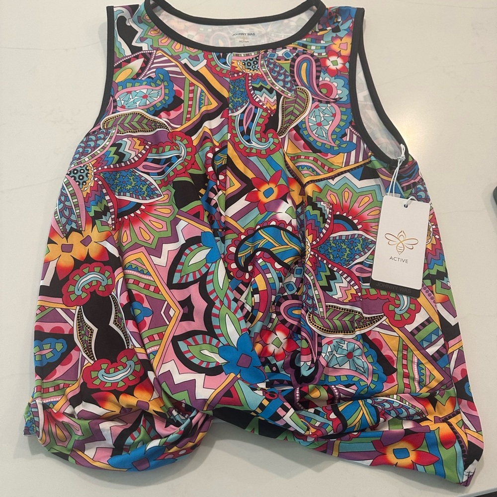 Johnny Was Colorful Geometric Tank Top